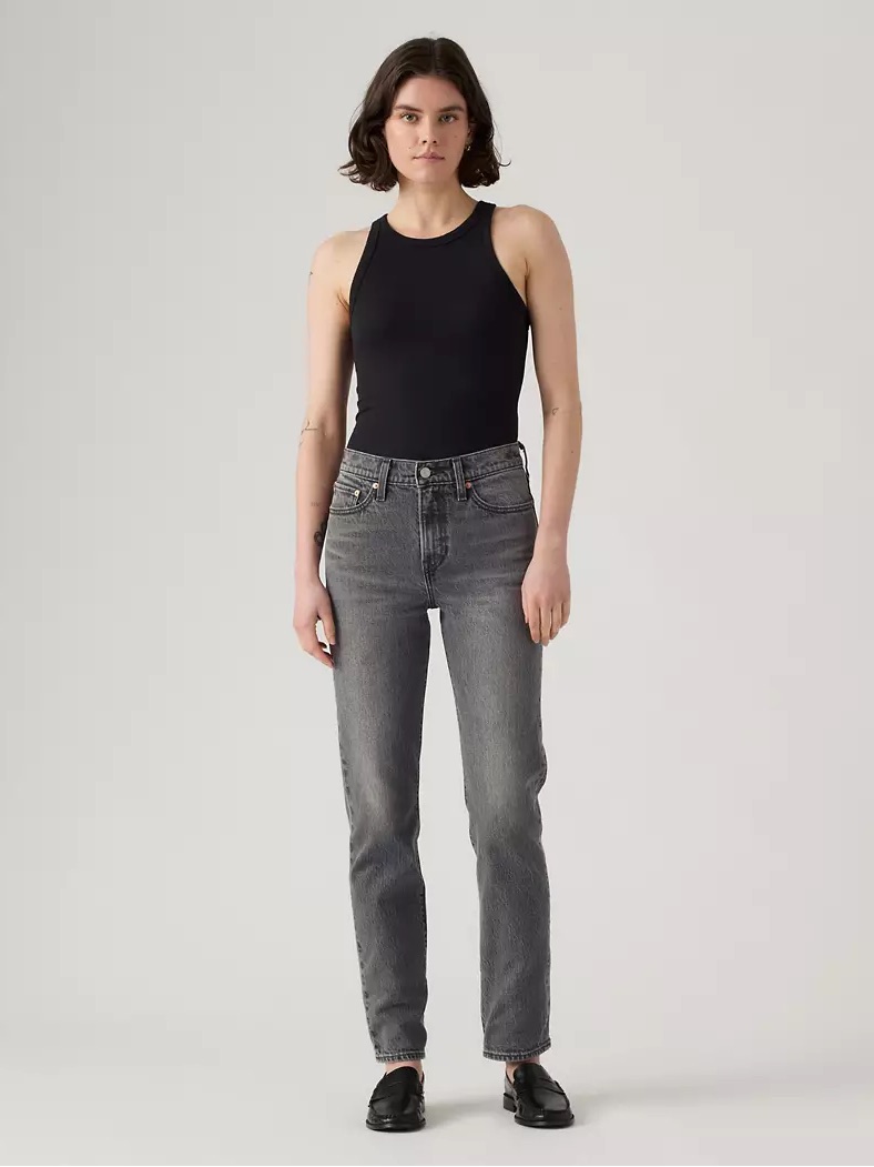 Levi's Gray Washed Ankle Straight Jeans